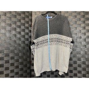 VTG Towncraft EST. 1927 Mens Crewneck Sweater Gray/Black Ribbed Snowflake L/G